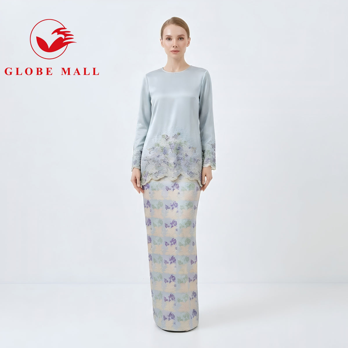 Ladies Floral Printed Baju Kurung Pahang Set