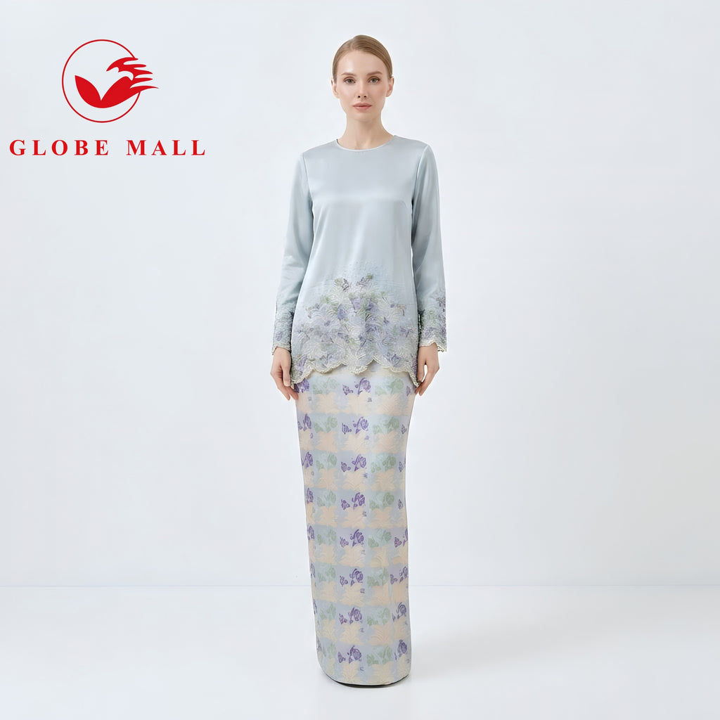 Ladies Floral Printed Baju Kurung Pahang Set
