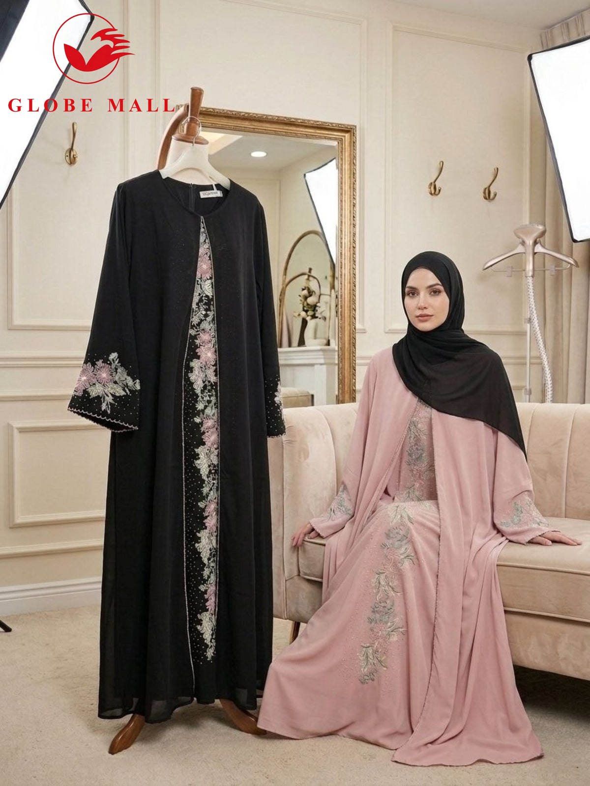 Malika Embroidered Luxe Jubah Set