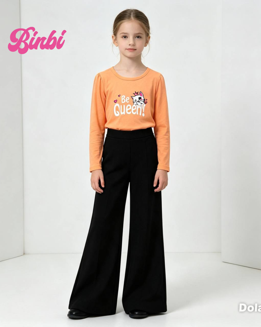 Girls' "Be Queen!" Cat Graphic Long Sleeve Top