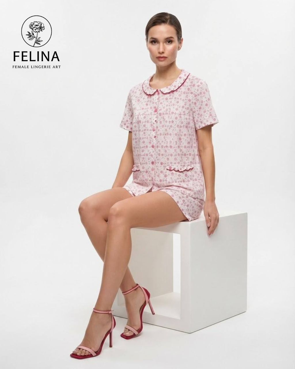 Women's Floral Print Short Sleeve & Shorts Pajamas Set