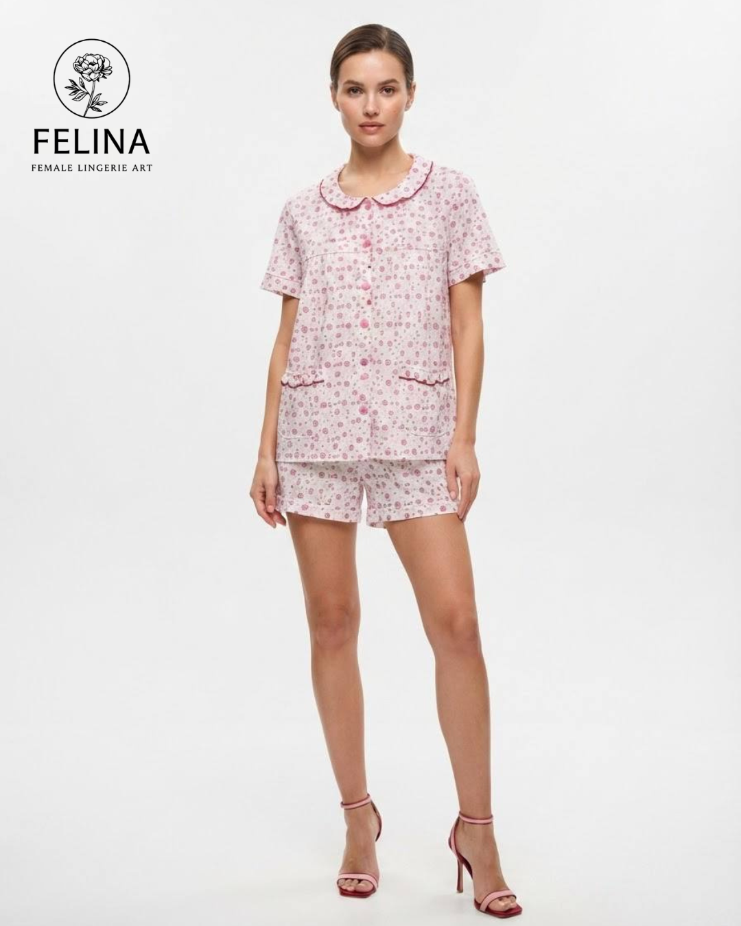 Women's Floral Print Short Sleeve & Shorts Pajamas Set