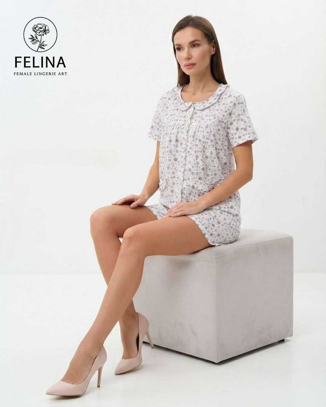 Women's Ditsy Floral Print Short Sleeve & Shorts Pajamas Set