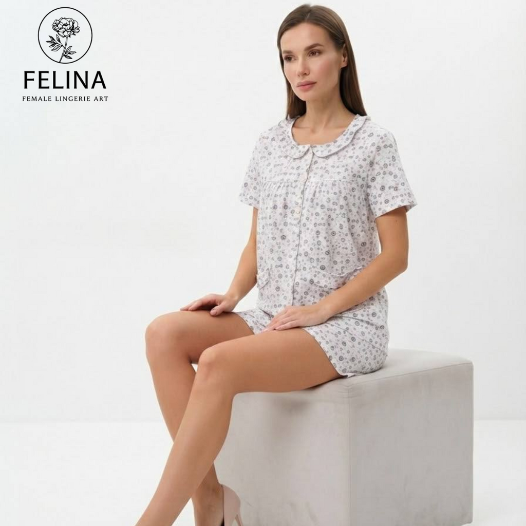 Women's Ditsy Floral Print Short Sleeve & Shorts Pajamas Set