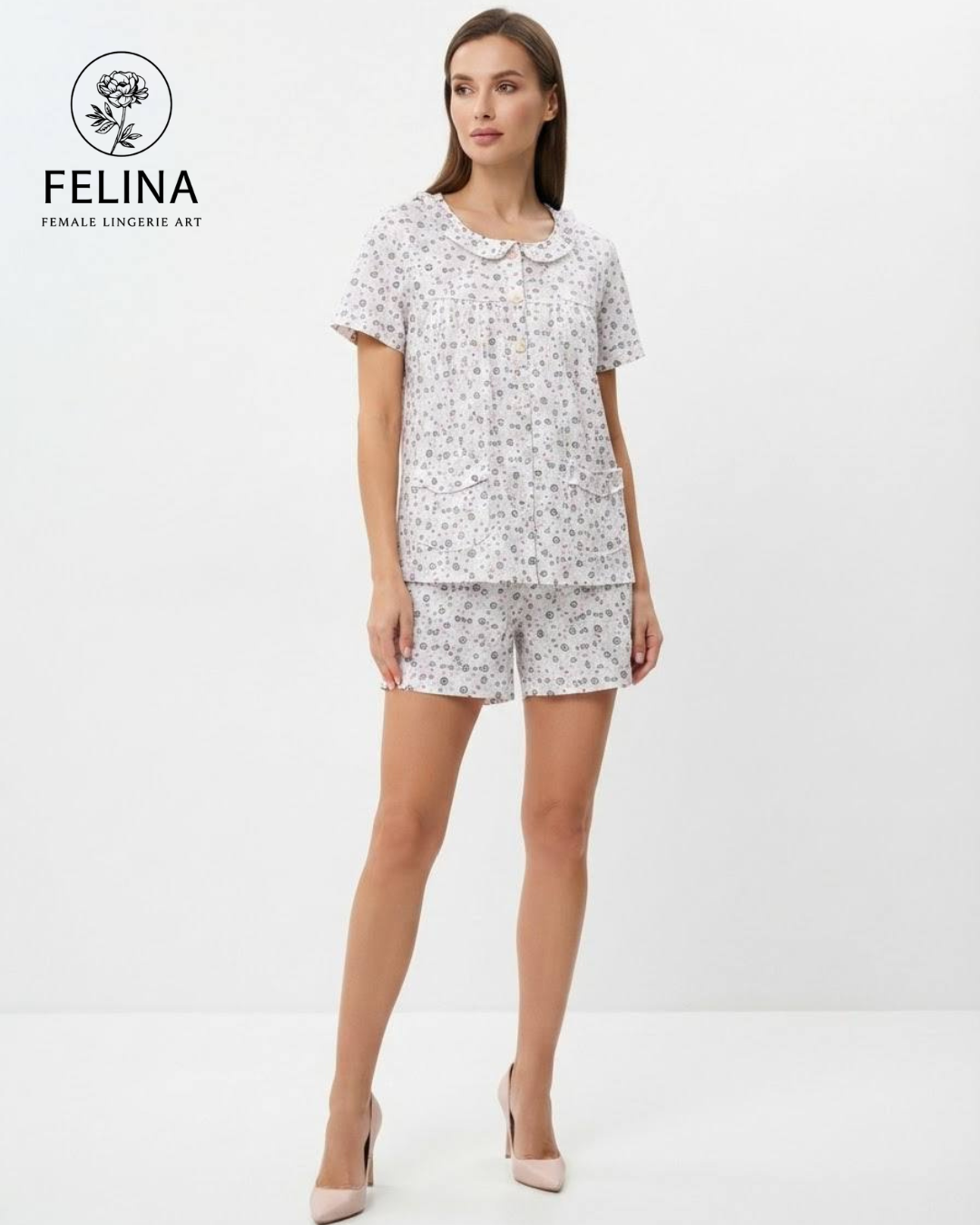 Women's Ditsy Floral Print Short Sleeve & Shorts Pajamas Set