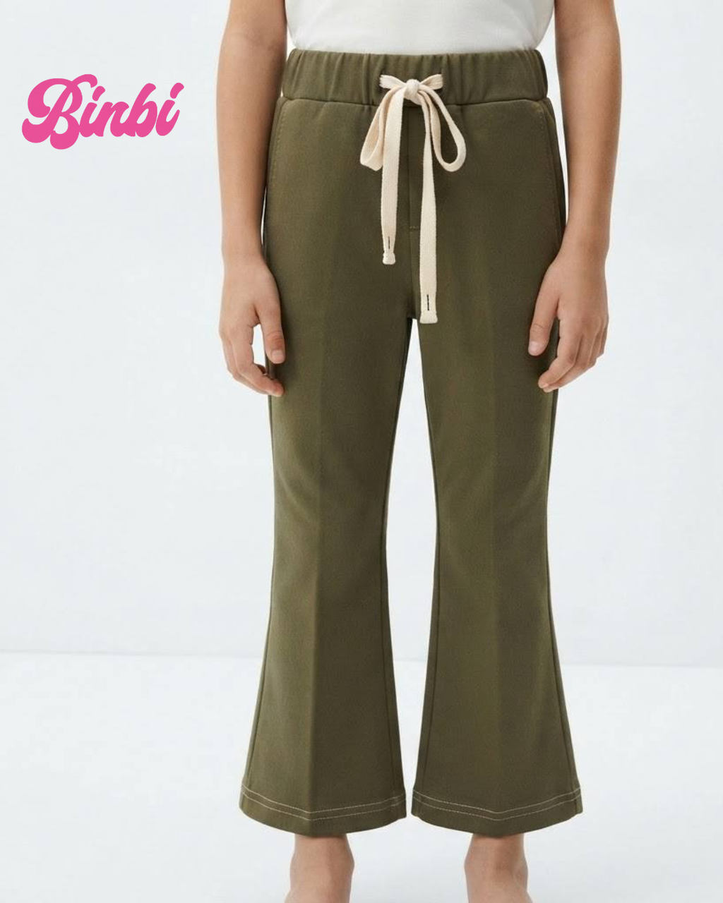 Kids' Drawstring Elastic Waist Flared Long Pants