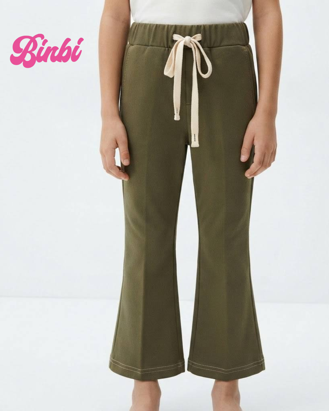 Kids' Drawstring Elastic Waist Flared Long Pants