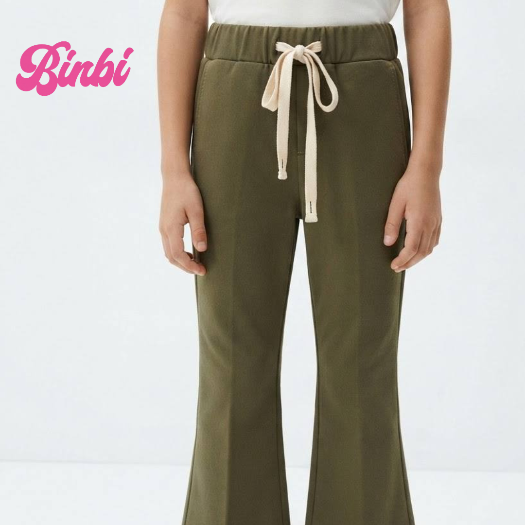 Kids' Drawstring Elastic Waist Flared Long Pants