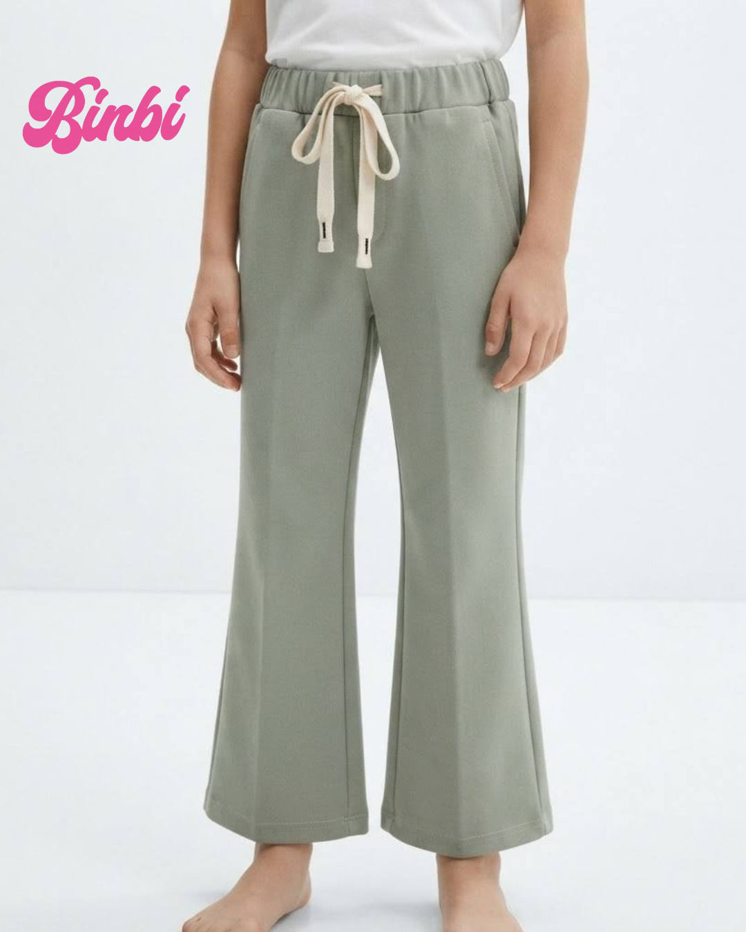 Kids' Drawstring Elastic Waist Flared Long Pants