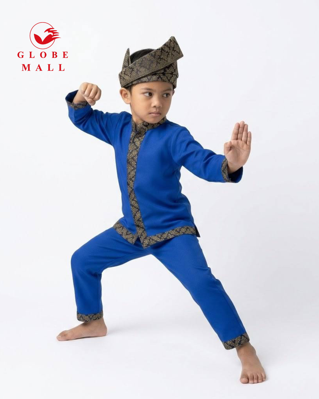 Kids Traditional Baju Layang Set with Songket Trim