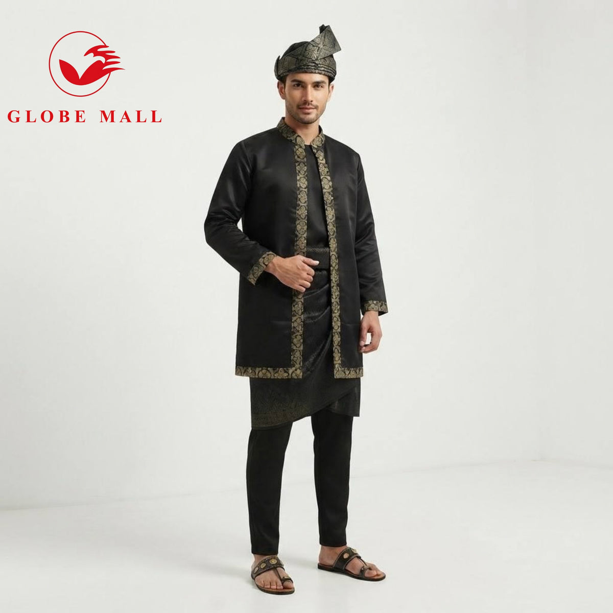 Men’s Traditional Songket Trim Baju Layang Outerwear Jacket