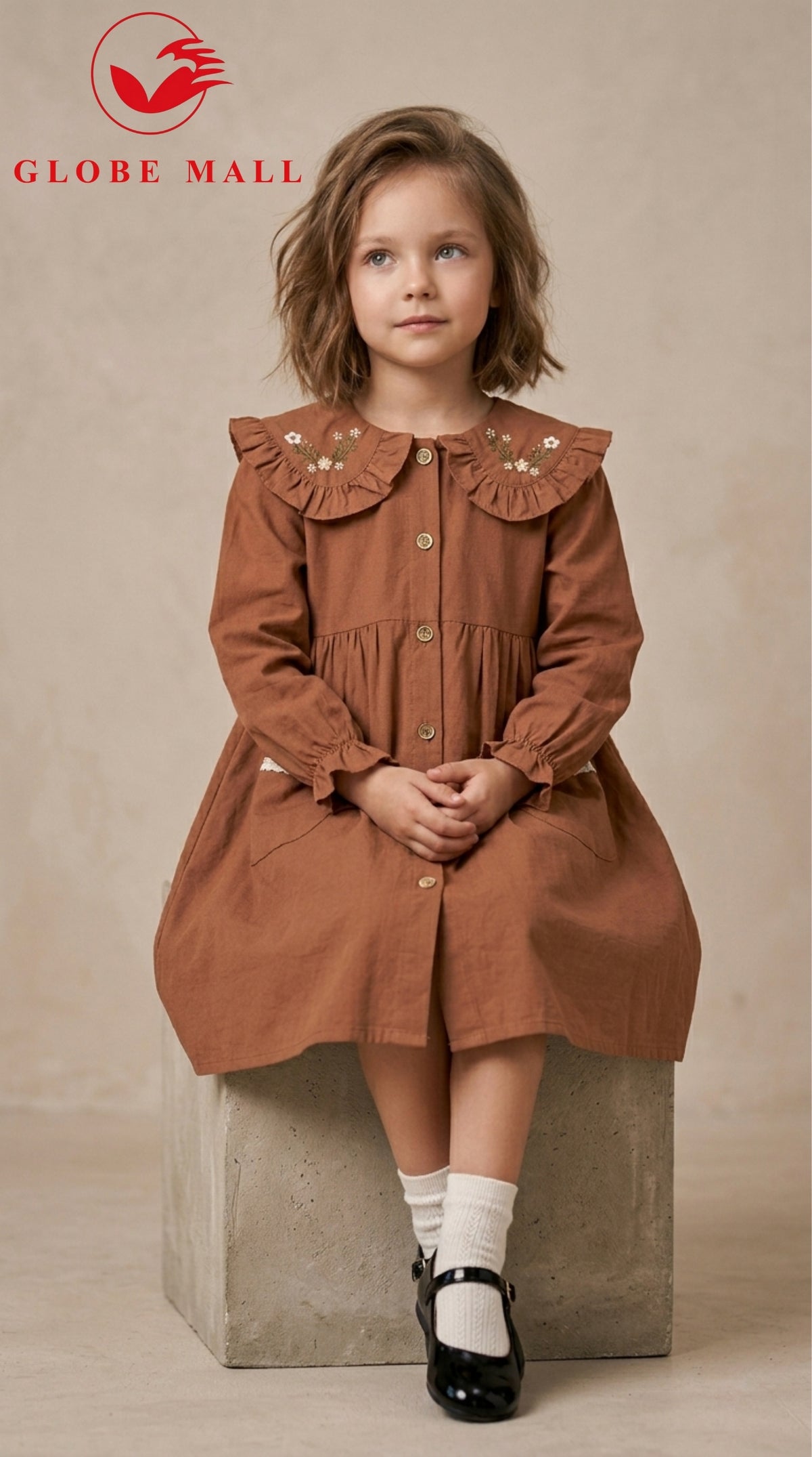 Vintage Scalloped Peter Pan Shirt Dress