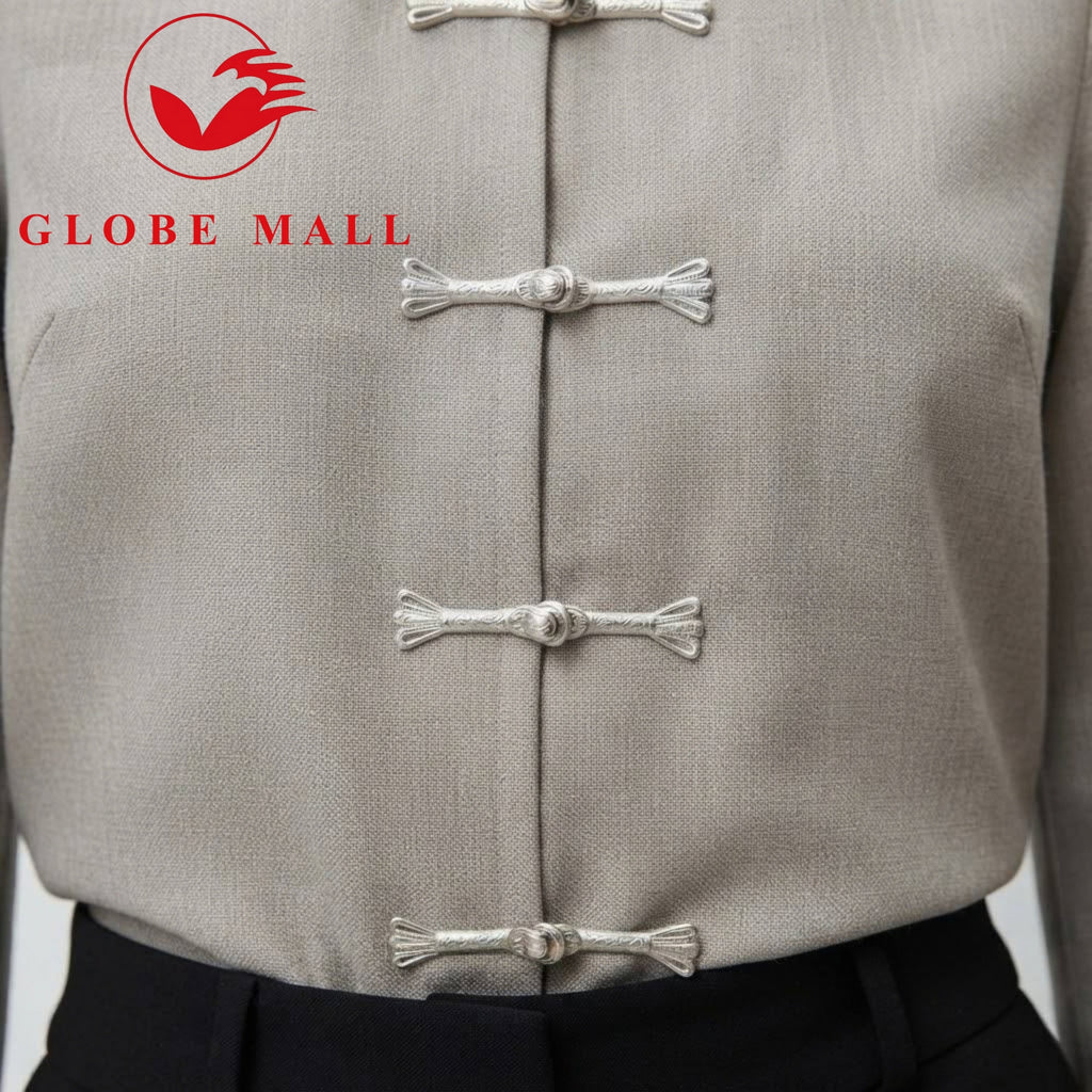 Oriental Button Long Sleeve Muslimah Blouse