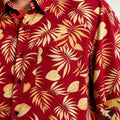 Men’s Plus Size Tropical Hawaiian Leaf Print Short Sleeve Shirt