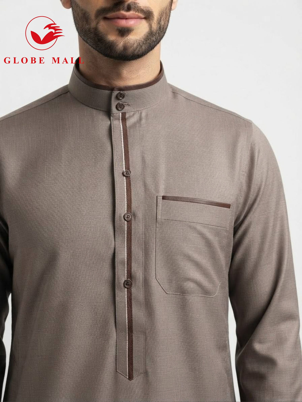 Men’s Contrast-Trim Classic Jubah Thobe