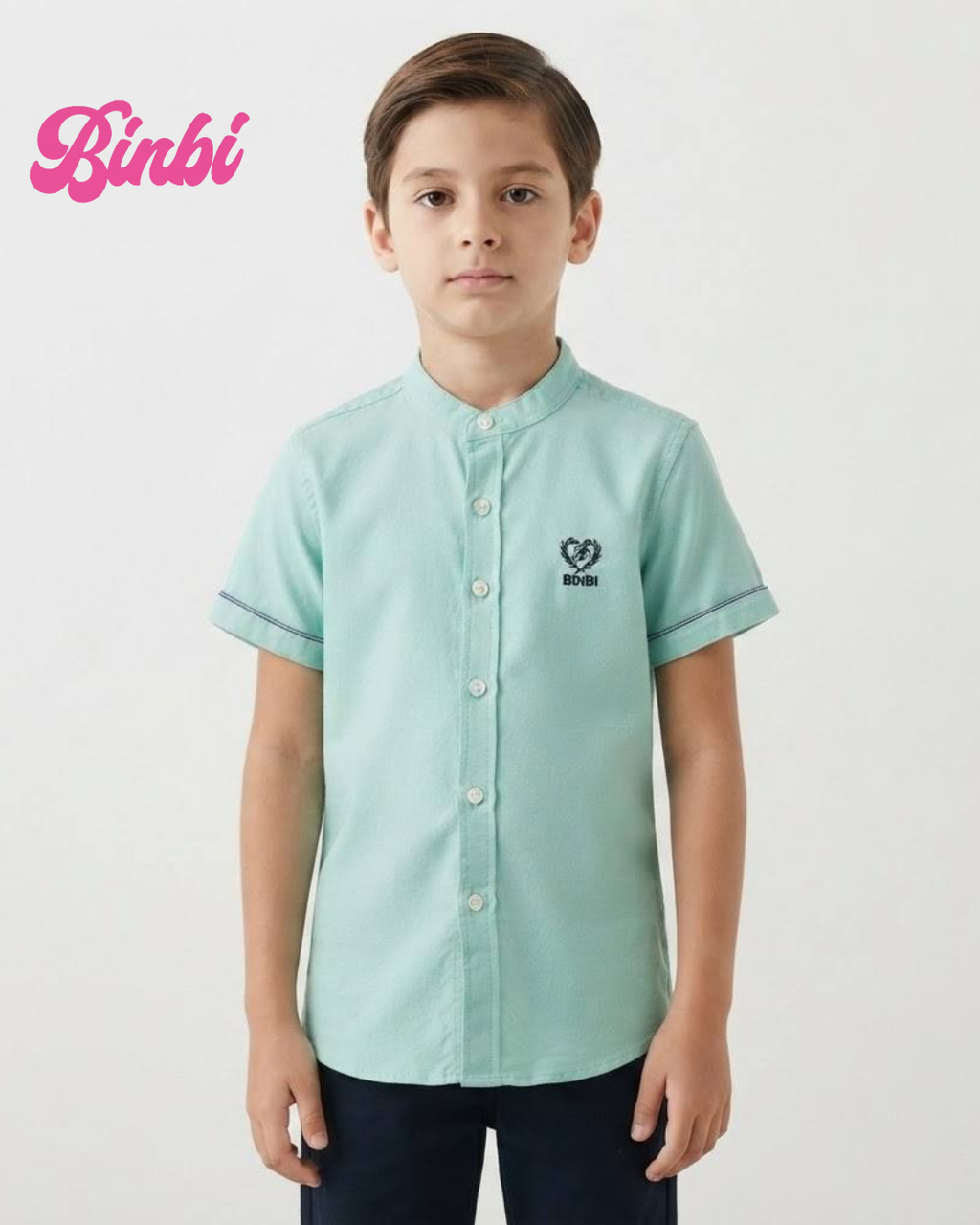 Boys' Short Sleeve Mandarin Collar Shirt