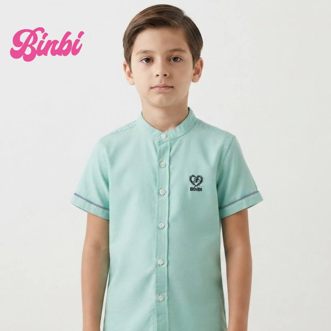 Boys' Short Sleeve Mandarin Collar Shirt