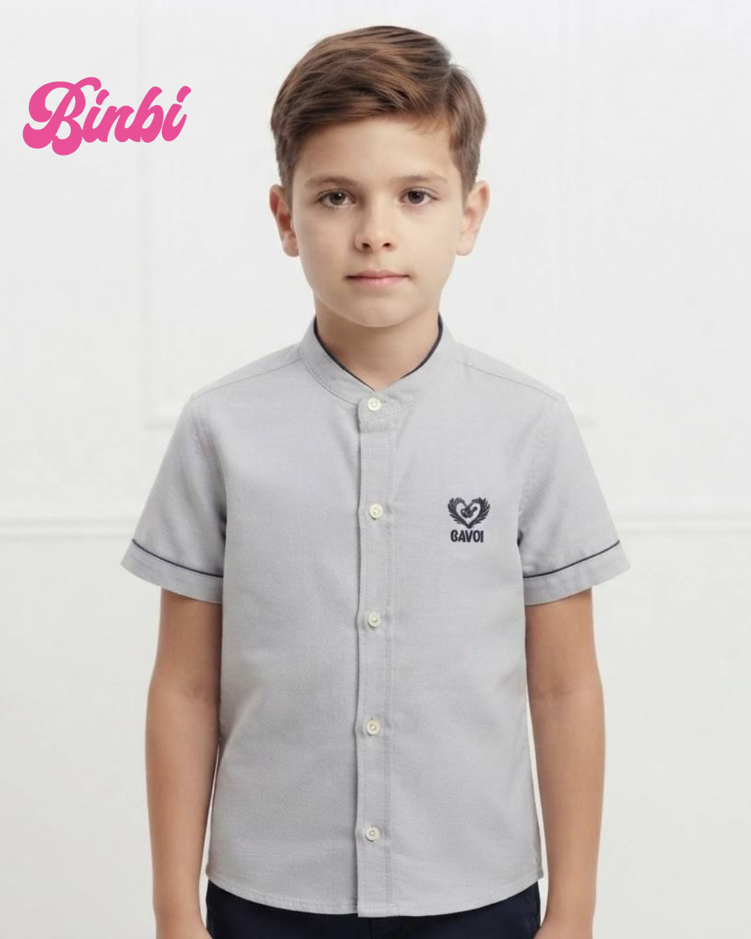 Boys' Short Sleeve Mandarin Collar Shirt