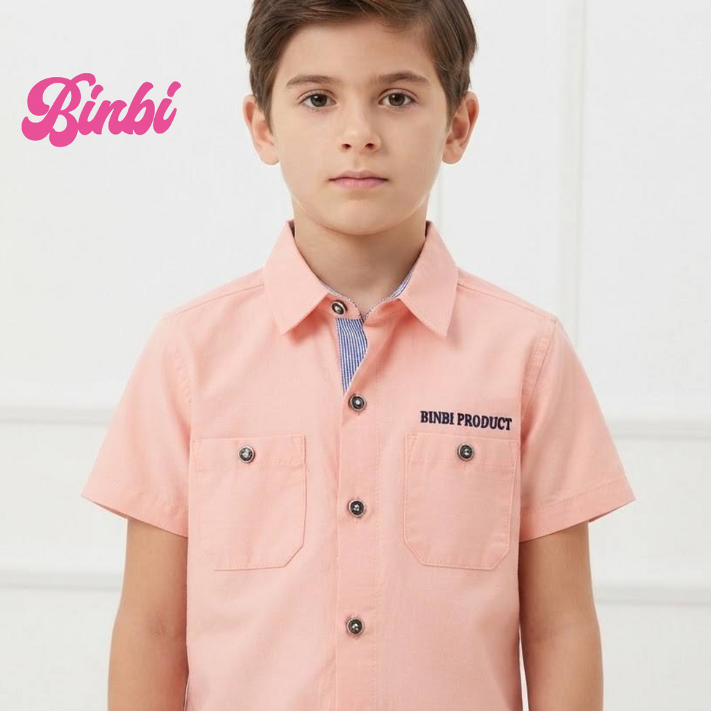 Boys' Double Pocket Short Sleeve Button-Down Shirt