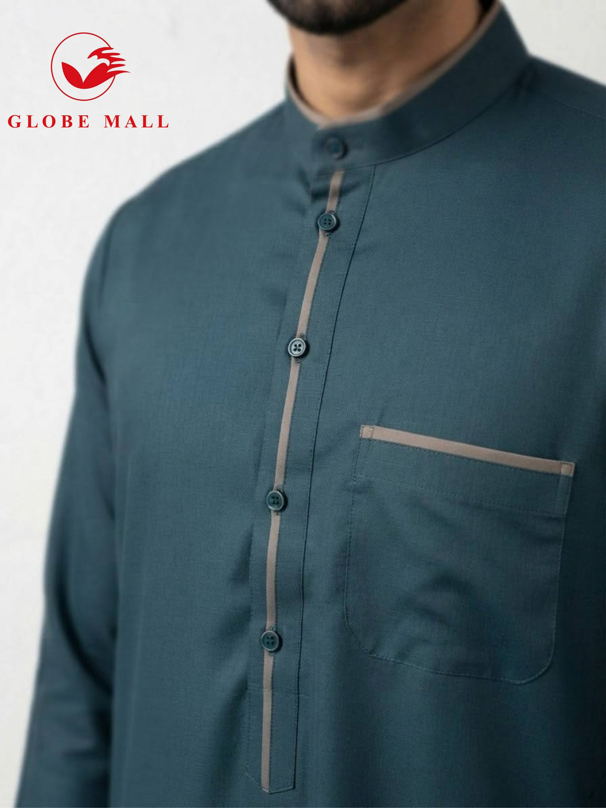 Men’s Contrast-Trim Classic Jubah Thobe