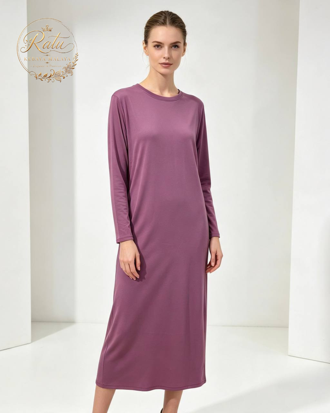 Women's Plain Long Sleeve Long Nightdress