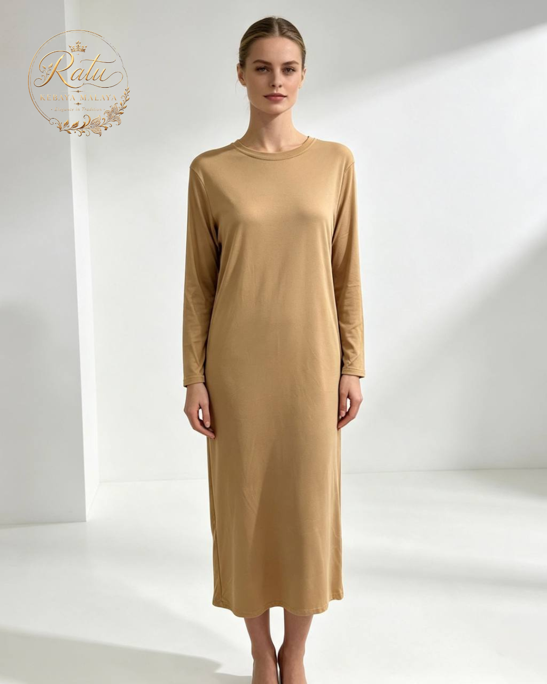 Women's Plain Long Sleeve Long Nightdress