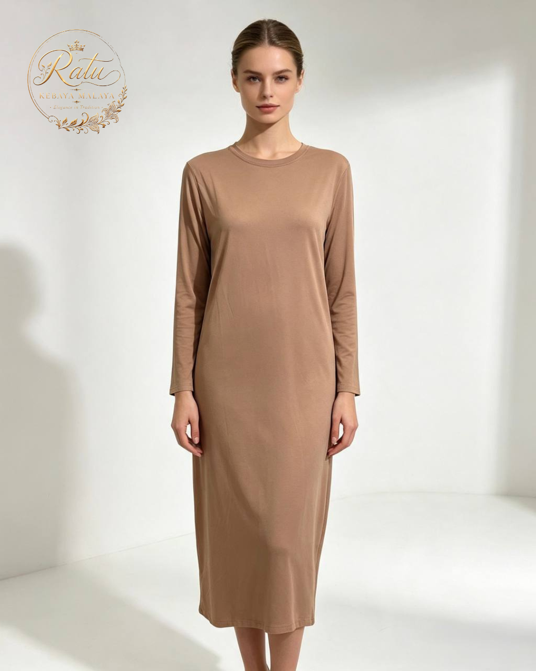 Women's Plain Long Sleeve Long Nightdress