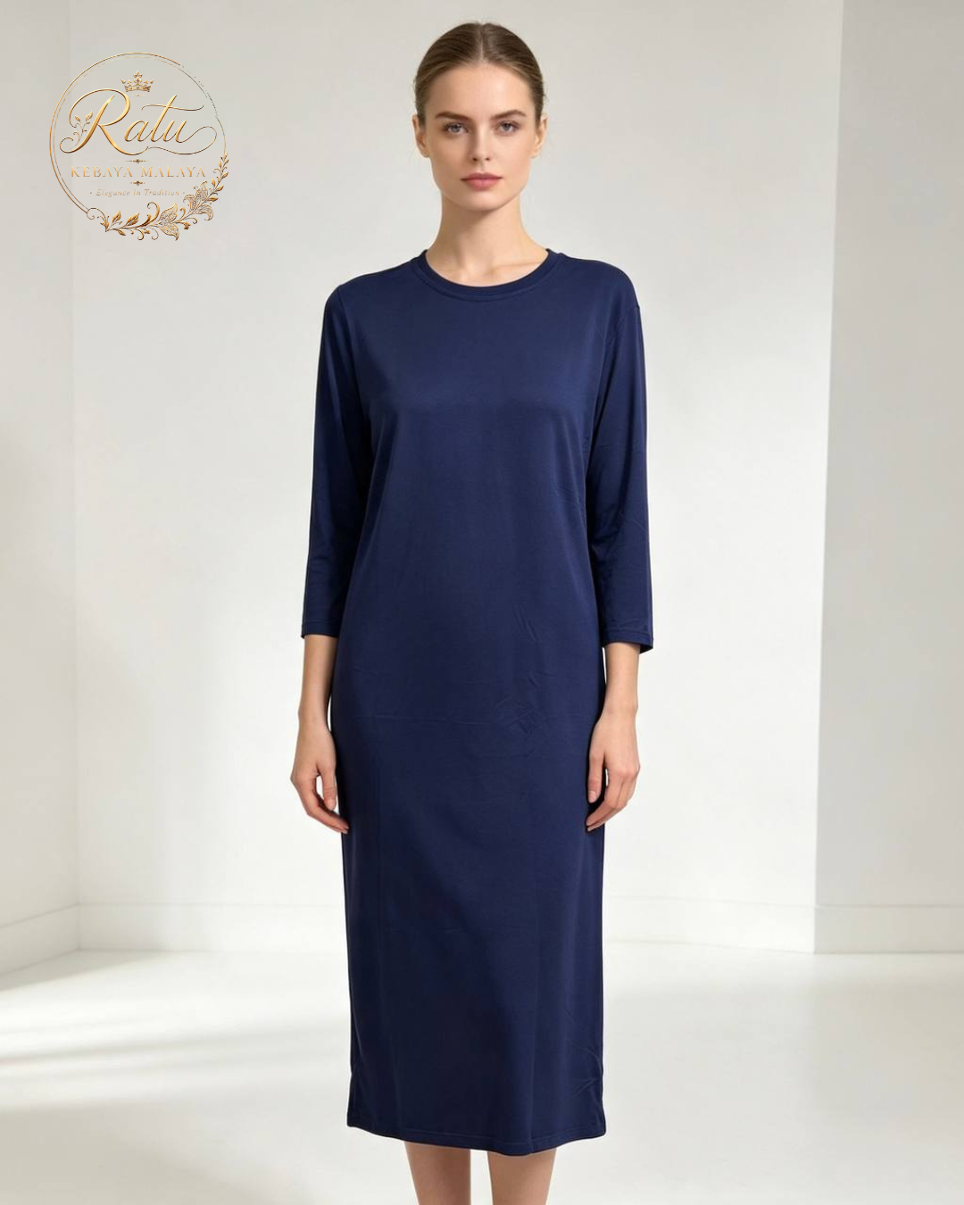 Women's Plain Long Sleeve Long Nightdress