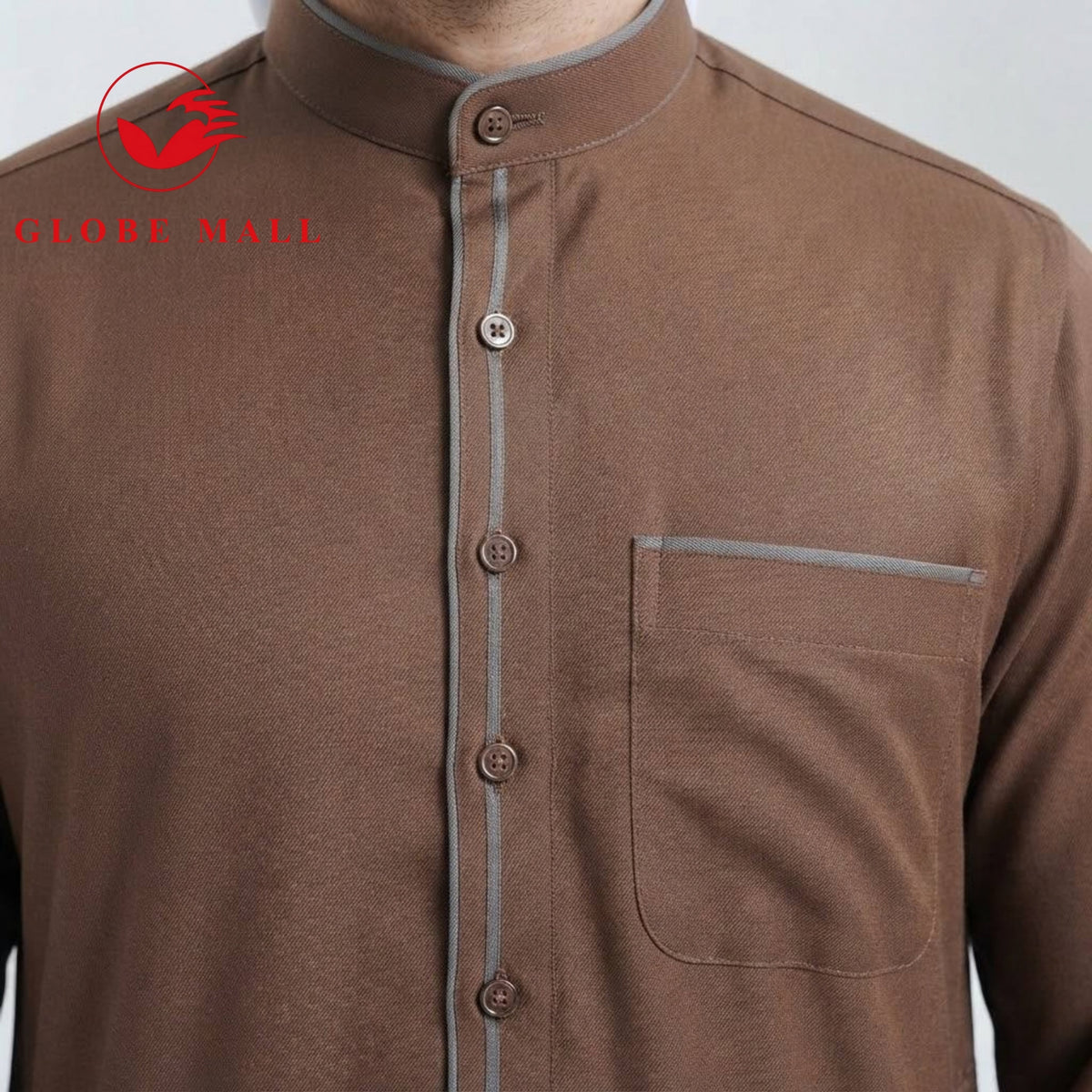Men’s Contrast-Trim Classic Jubah Thobe