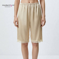 Women's Comfort-Fit Satin Knee-Length Inner Shorts with Lace