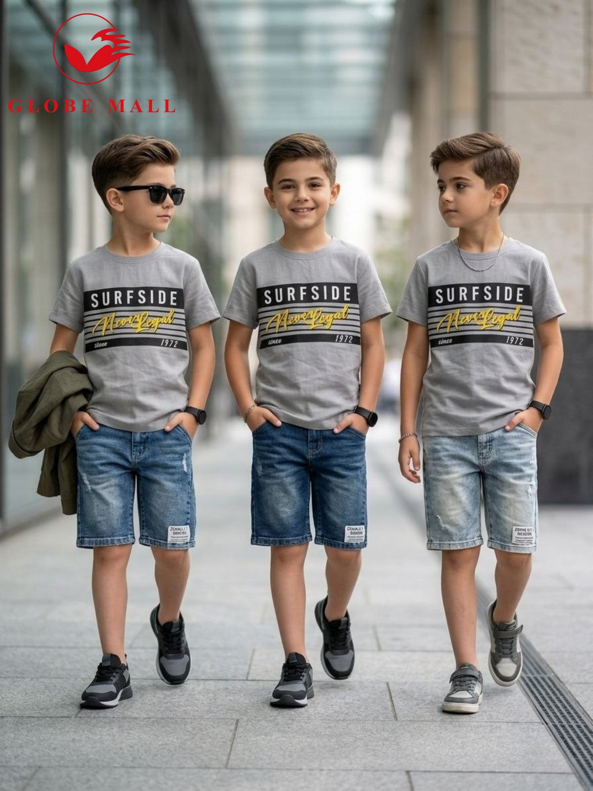 Surfside Boulevard Tee & Denim Shorts Set