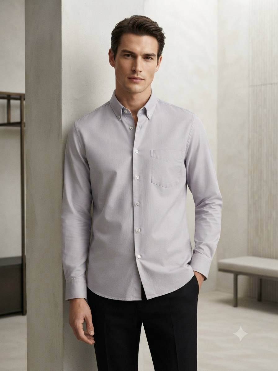 Men's Long Sleeve Button-Down Oxford Shirt