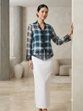 Plaid Organza Embroidered Kebaya Set