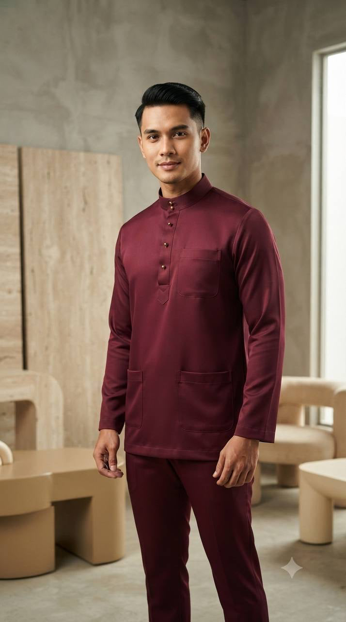 Aryan Premium Slim-Fit Baju Melayu Set