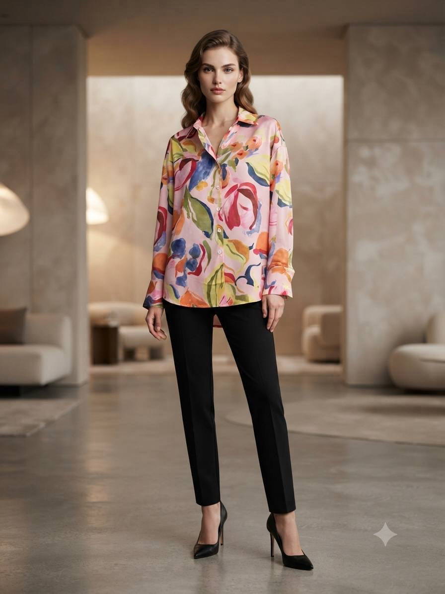 Genevieve 3D Floral Applique Blouse