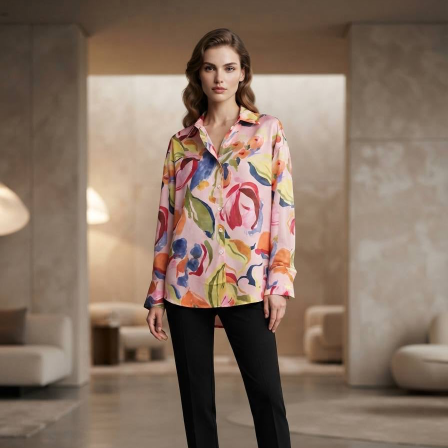 Genevieve 3D Floral Applique Blouse