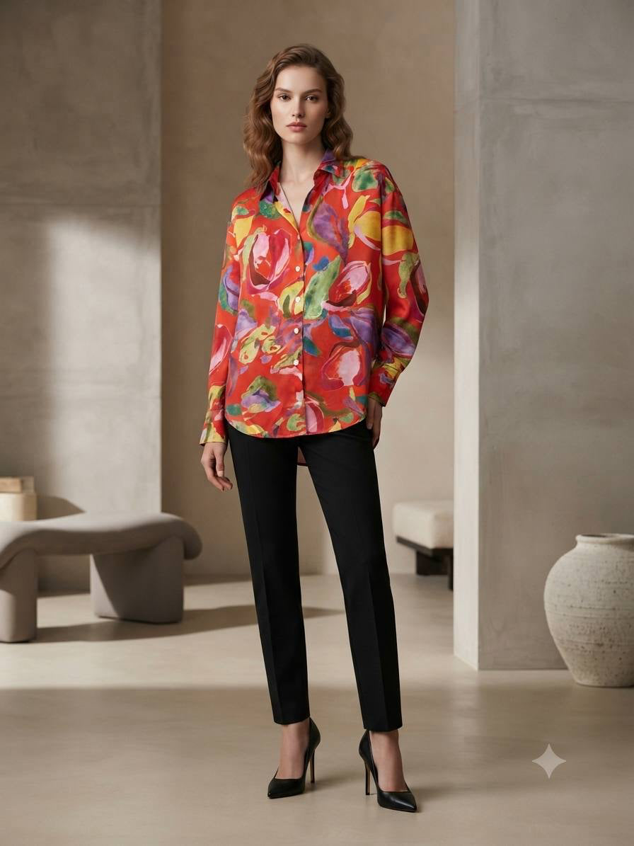Genevieve 3D Floral Applique Blouse