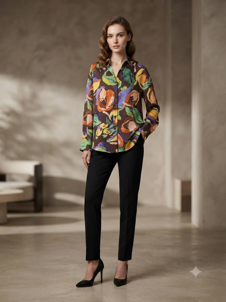 Genevieve 3D Floral Applique Blouse