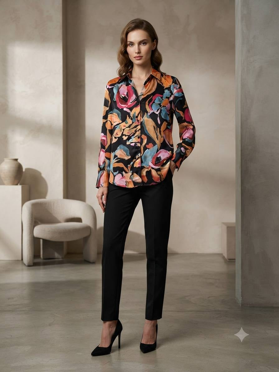 Genevieve 3D Floral Applique Blouse