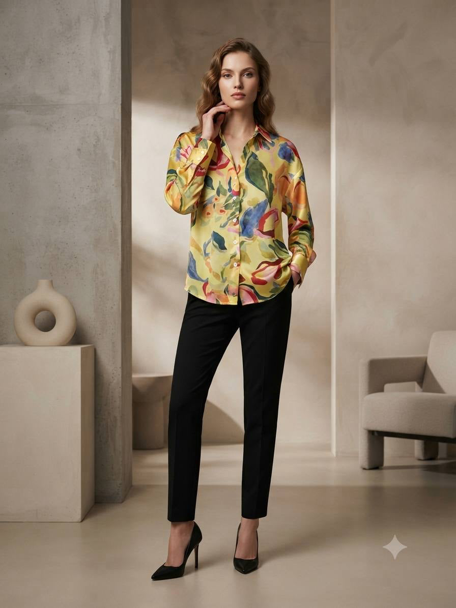 Genevieve 3D Floral Applique Blouse