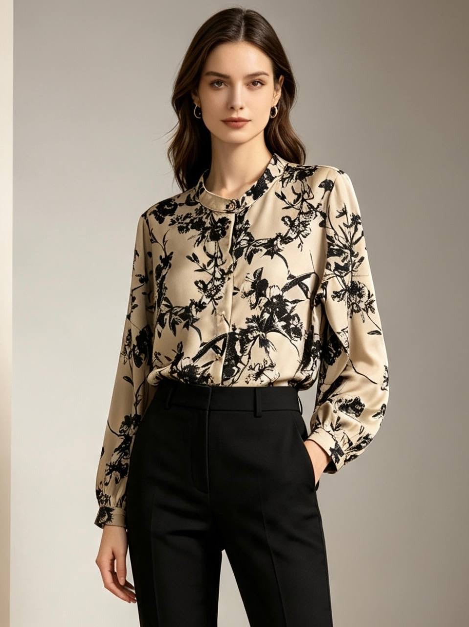 Women's Floral Collar Cotton Blouse