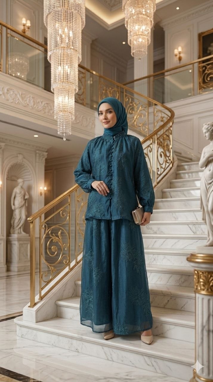 Safiya Textured Lace Blouse & Skirt