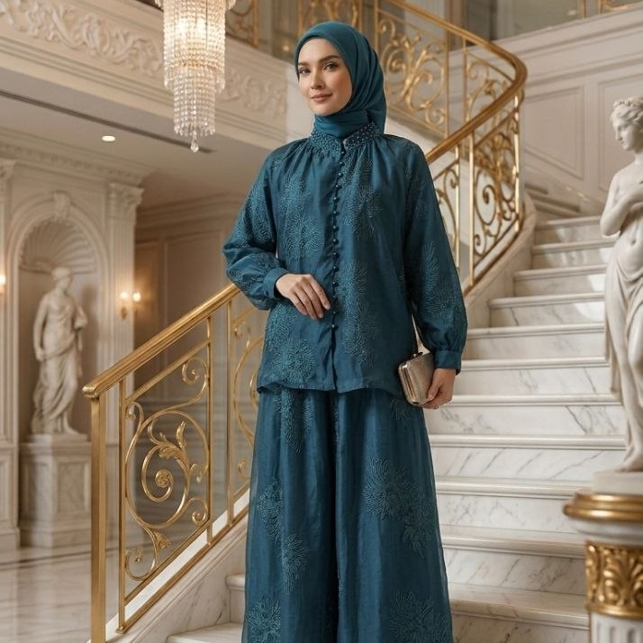 Safiya Textured Lace Blouse & Skirt