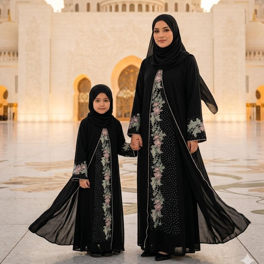 Malika Embroidered Luxe Jubah Set