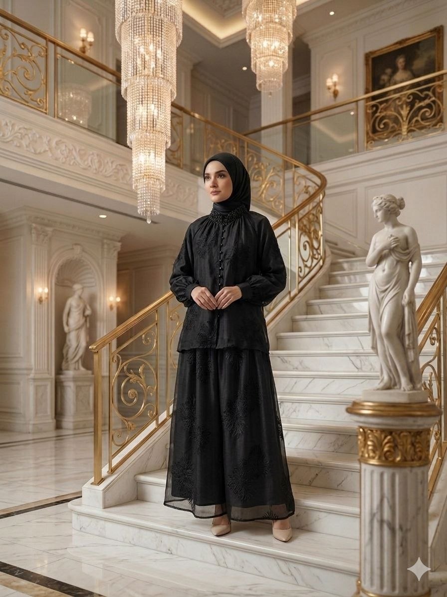 Safiya Textured Lace Blouse & Skirt