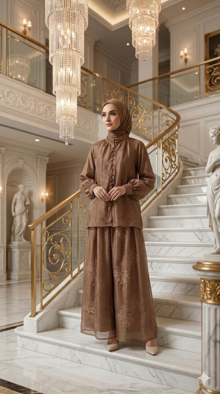 Safiya Textured Lace Blouse & Skirt