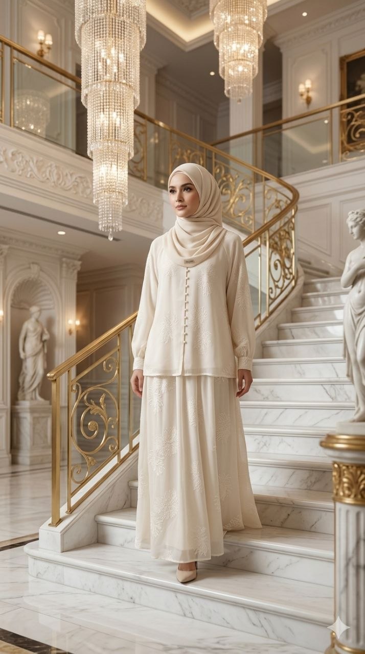 Safiya Textured Lace Blouse & Skirt