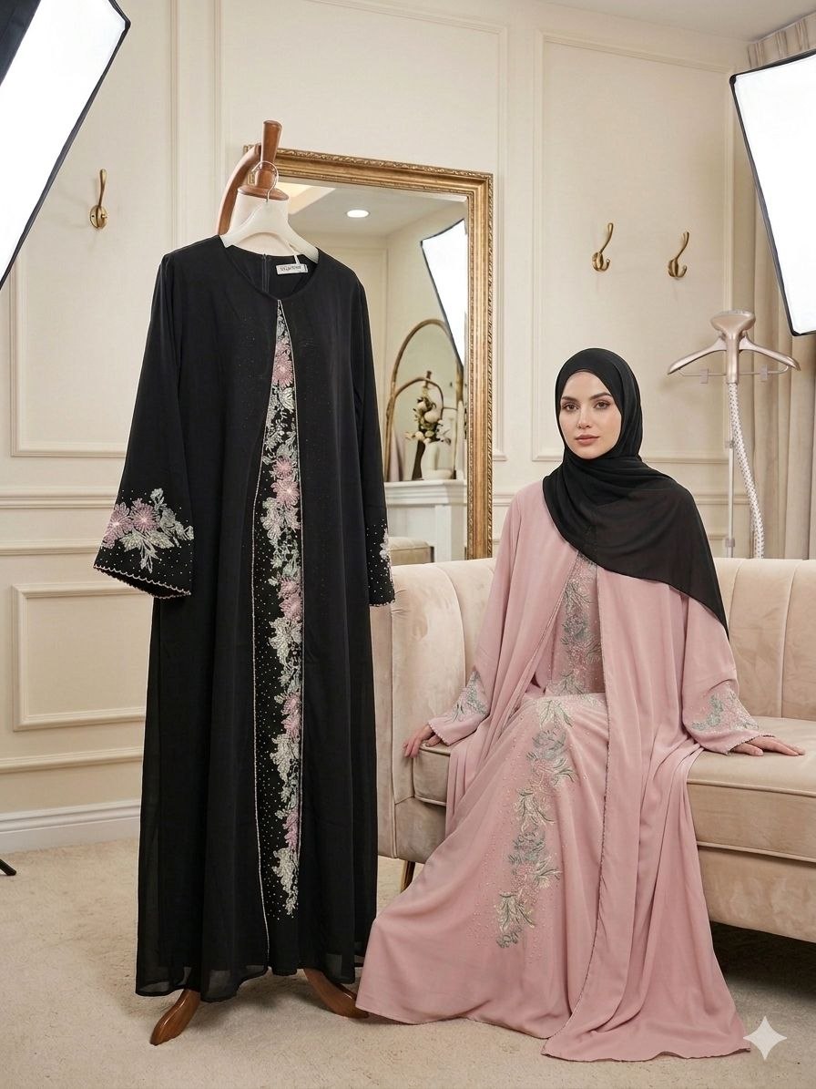 Malika Embroidered Luxe Jubah Set