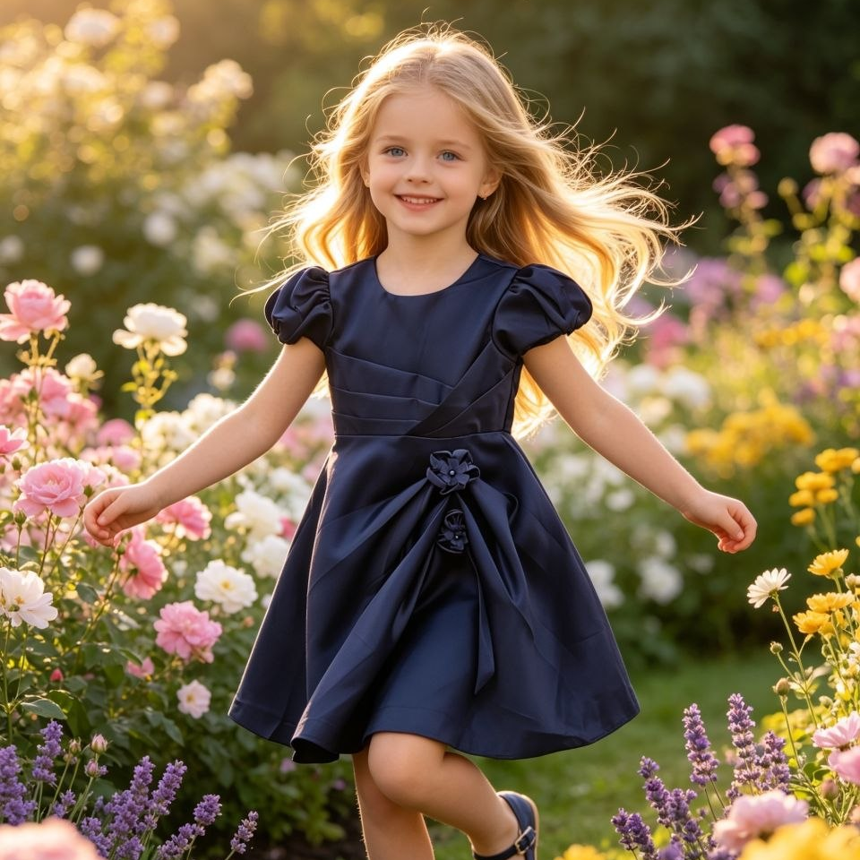 Princess Aurora Satin Puff-Sleeve Dress