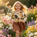 Retro Autumn Floral Drop-Waist Dress